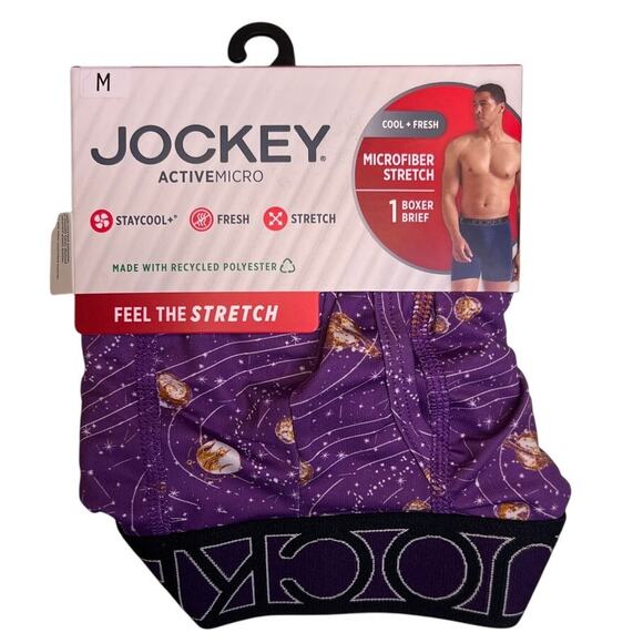 Jockey Men's Active Microfiber Stretch Boxer Briefs Purple Galaxy Space Medium M - Picture 1 of 2